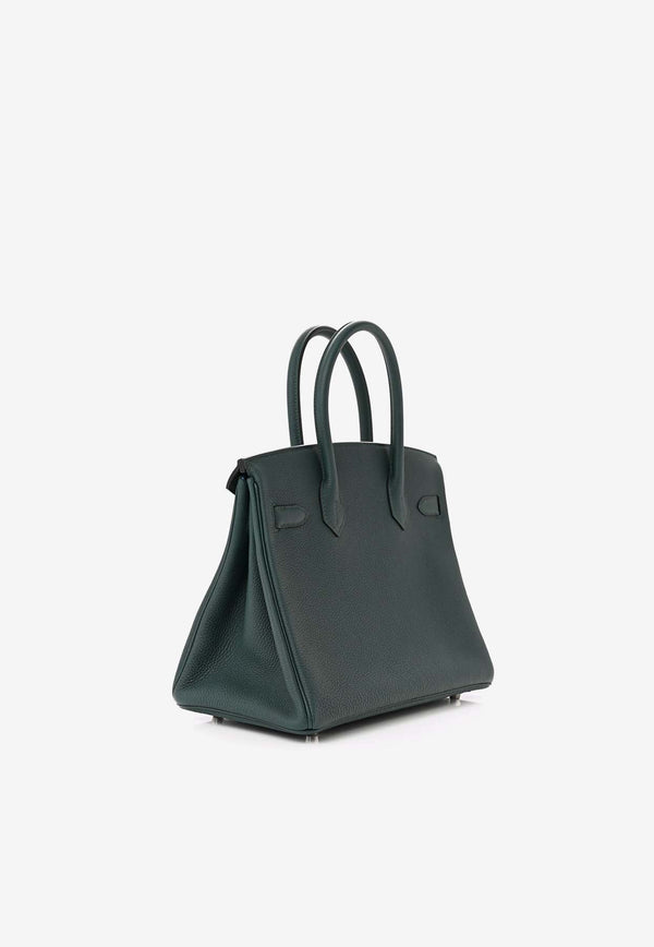 Birkin 30 Officier in Vert Cypress Togo and Bleu Zellige Swift with Palladium Hardware