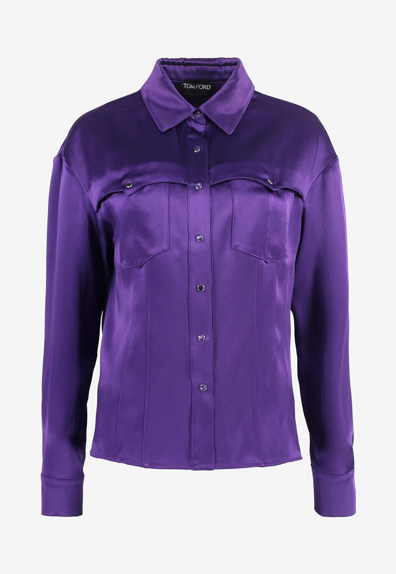 Long-Sleeved Satin Shirt