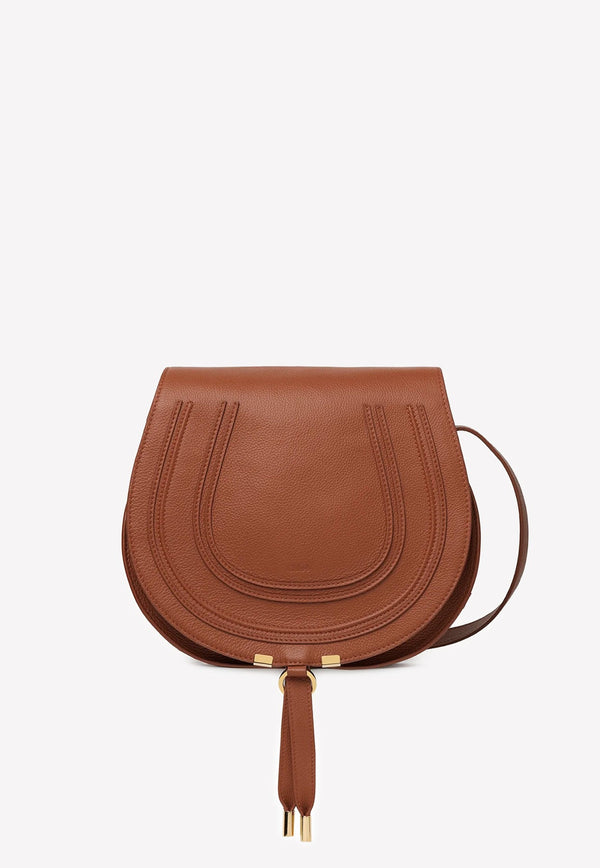 Medium Marcie Saddle Bag in Grained Leather