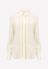 Classic-Collar Long-Sleeved Shirt in Silk