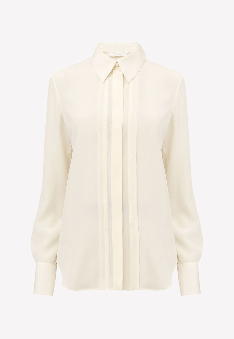 Classic-Collar Long-Sleeved Shirt in Silk