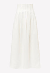 High-Waist Pleated Midi Skirt