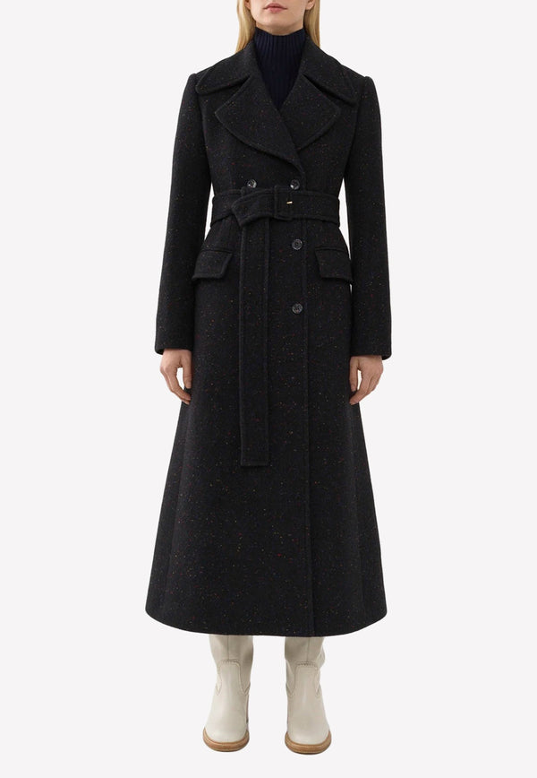 Double-Breasted Wool Tweed Trench Coat
