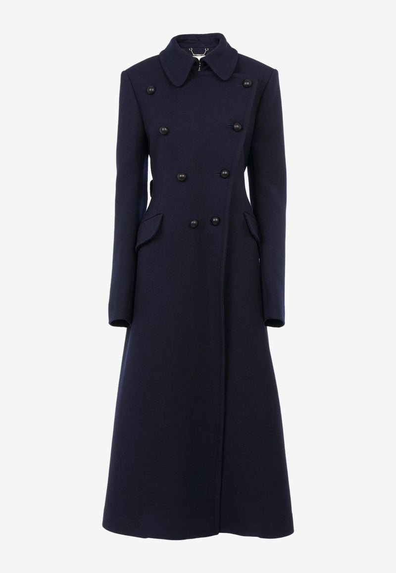 Double-Breasted Long Wool Coat
