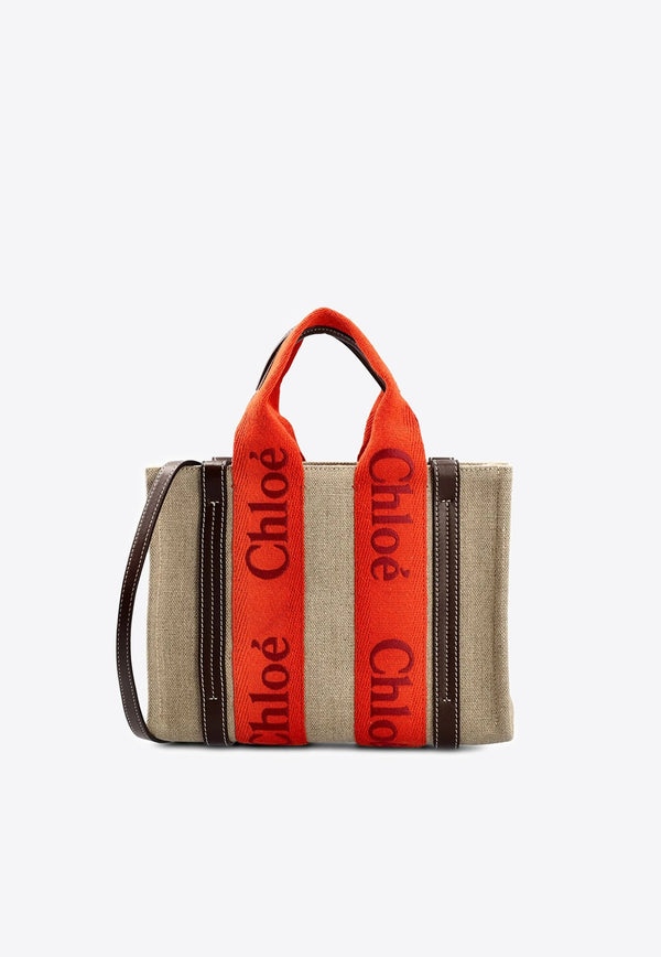 Small Woody Linen Tote Bag