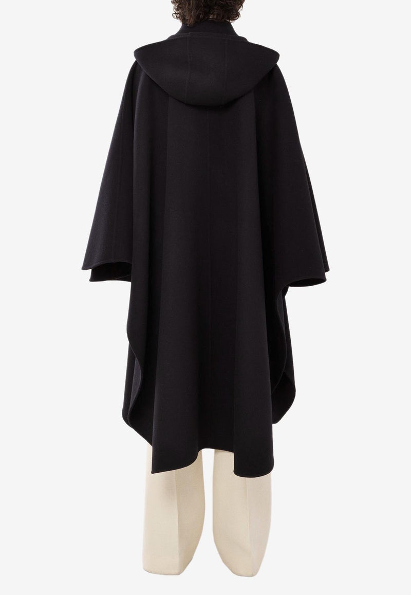 Hooded Cape Coat in Wool and Cashmere