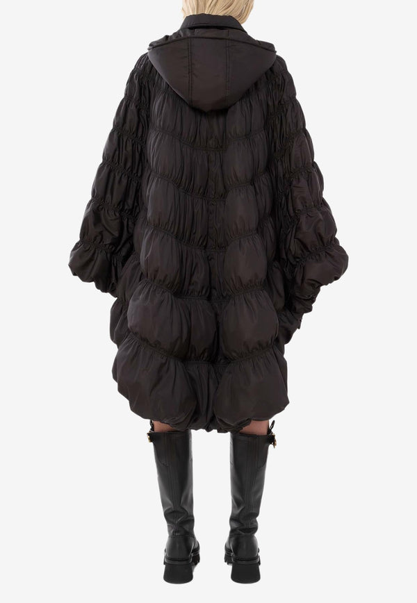 Ruched Puffer Cape Coat