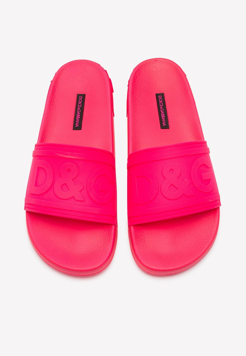 D&G Logo Fluorescent Rubber Beach Slides