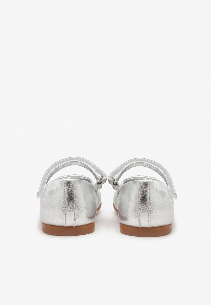 Baby Girls Mary Jane Metallic Leather Ballerinas