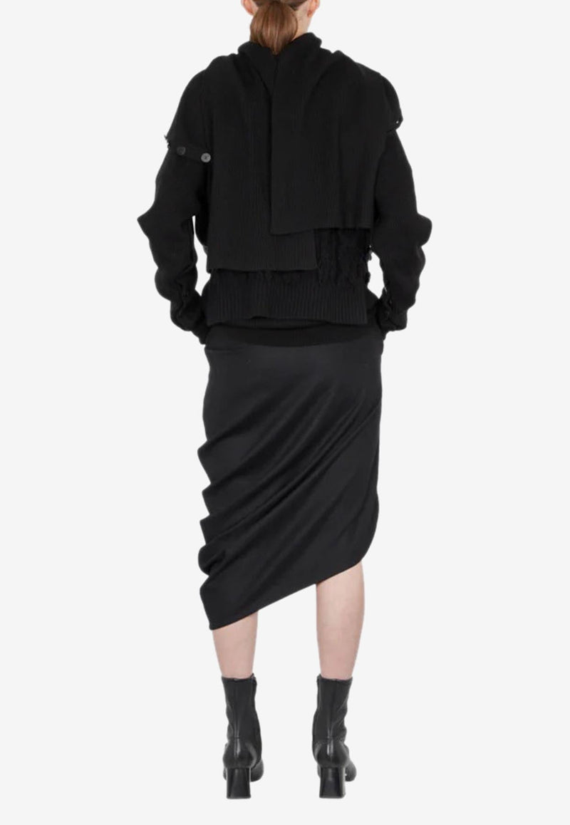 Wool Asymmetric Midi Skirt