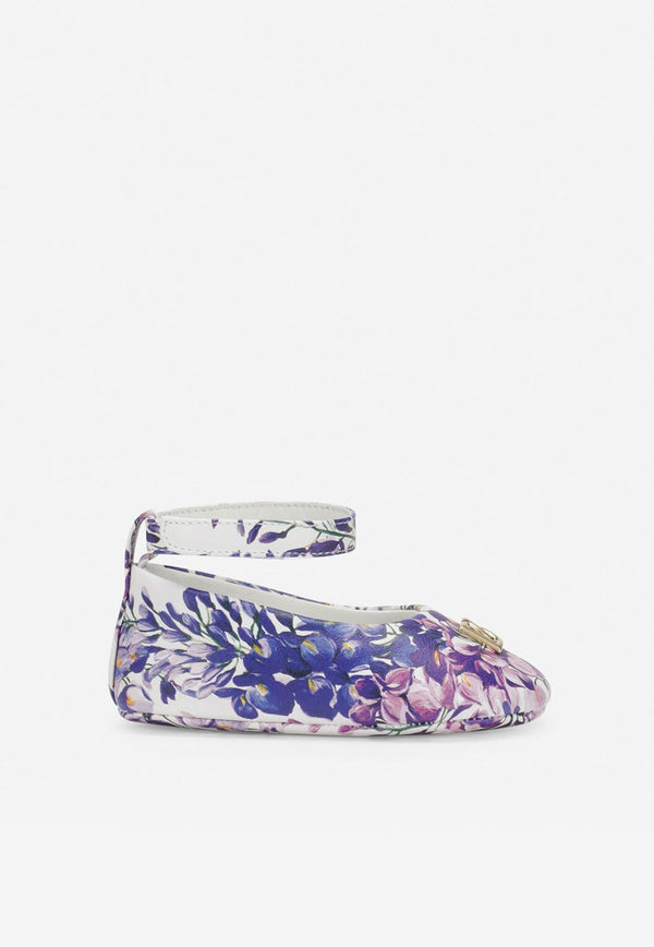 Baby Girls Wisteria Print Ballet Flats in Nappa Leather