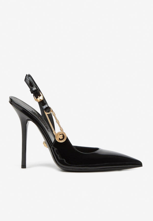110 Safety Pin Slingback Pumps in Patent Leather