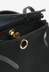 Herbag 31 in Black Toile and Vache Hunter Leather with Gold Hardware