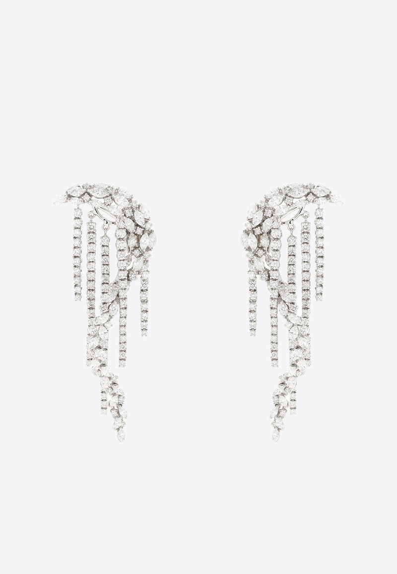 Y-Couture Diamond Drop Earrings in 18-karat White Gold