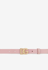 Girls DG Logo Buckle Belt in Patent Leather