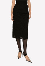 High-Waist Lace Midi Skirt