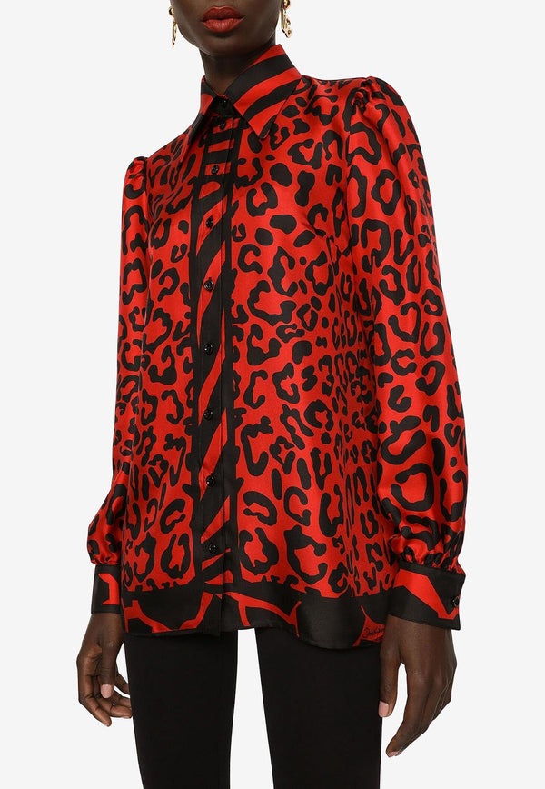 Leopard and Zebra-Print Long-Sleeved Shirt