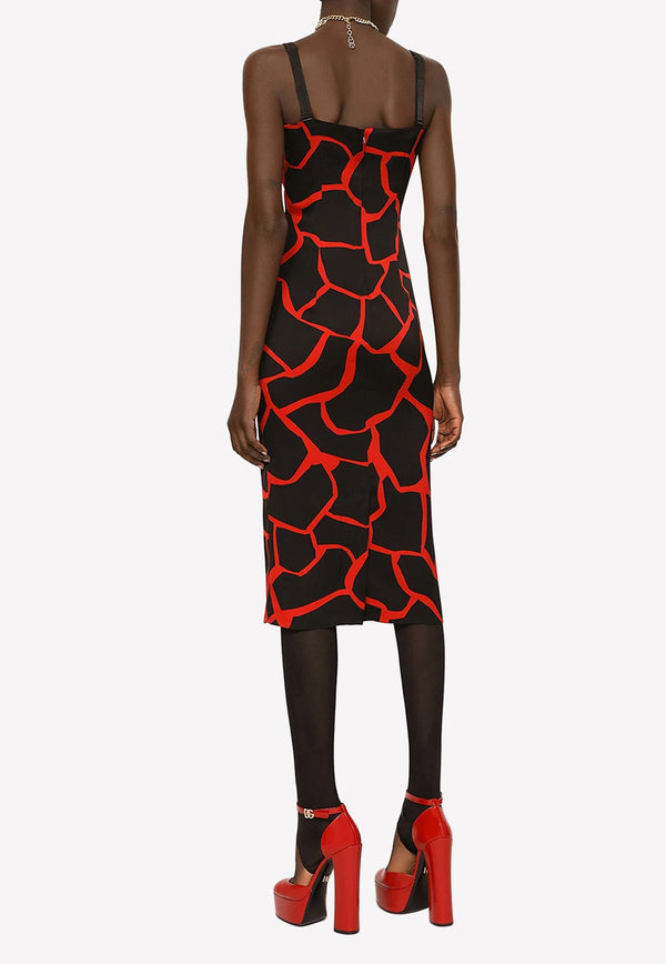 Giraffe Print Silk Midi Dress