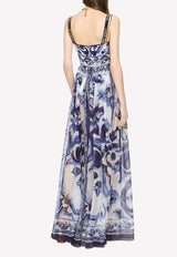 Majolica Print Chiffon Maxi Dress