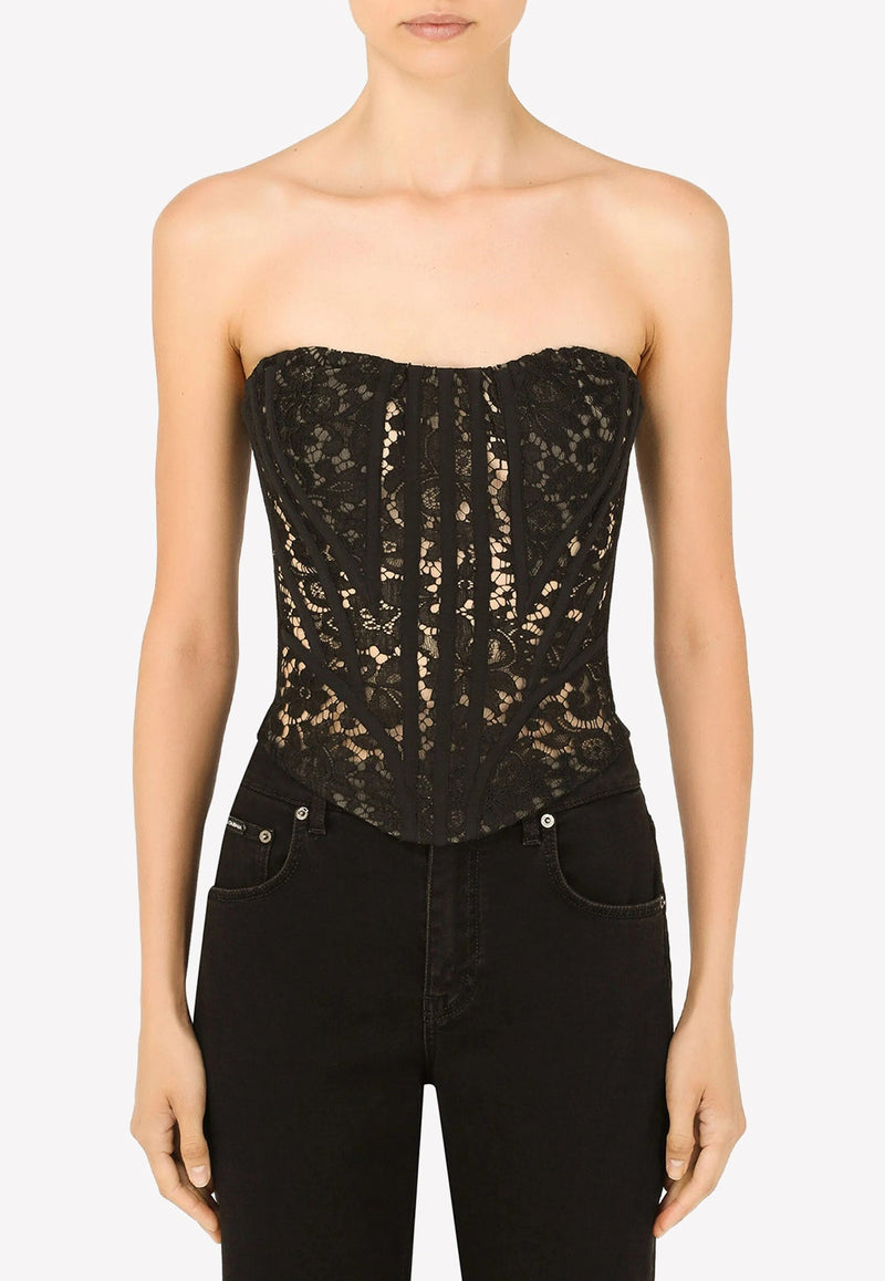 Lace Detail Bustier Cropped Top