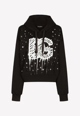 Crystal-Embellished DG Logo Print Hoodie