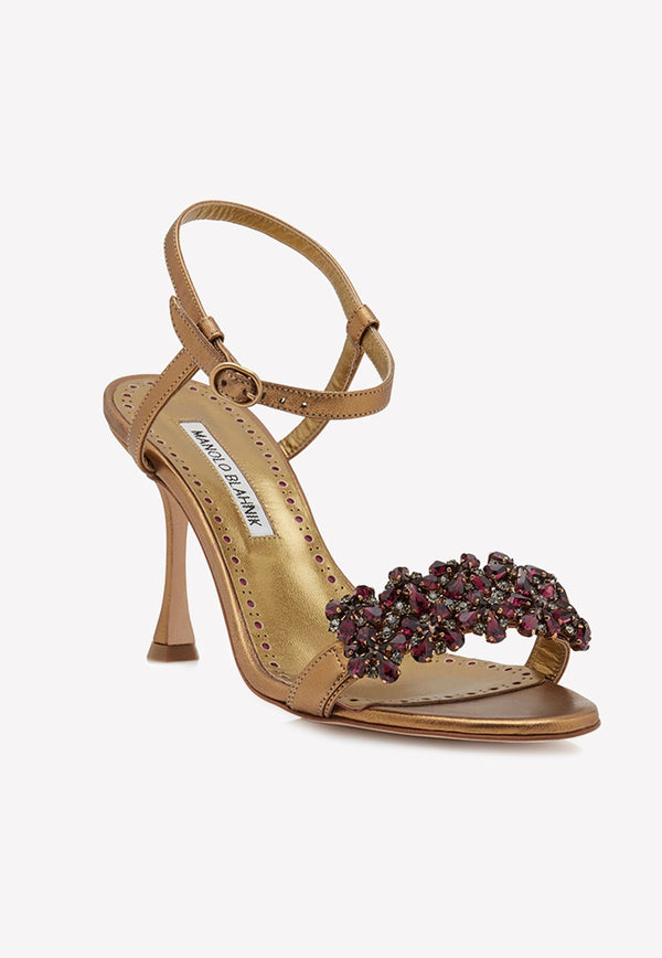 Finah 90 Crystal Sandals in Nappa Leather