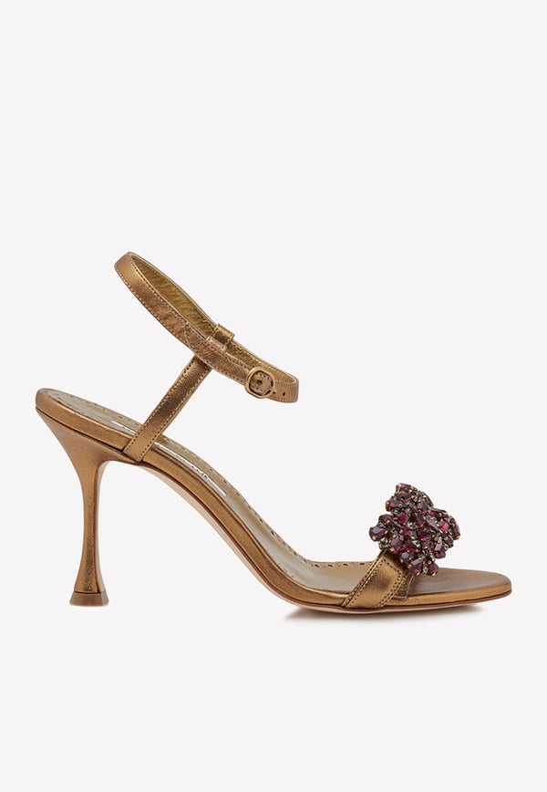 Finah 90 Crystal Sandals in Nappa Leather
