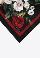 Rose Print Silk Twill Scarf