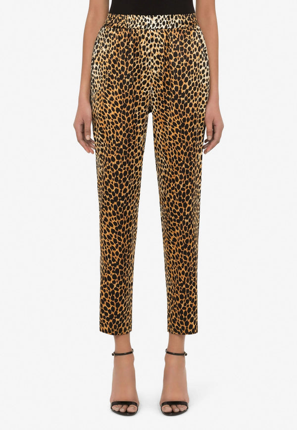 Animal Print Pajama Pants in Satin