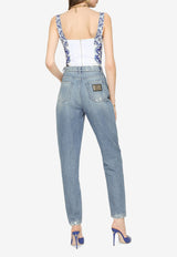 High-Waist Distressed Jeans