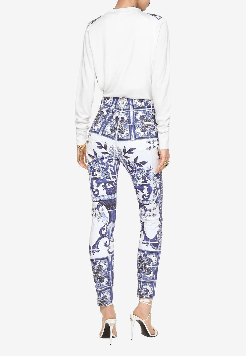 Majolica Print Skinny Grace Jeans