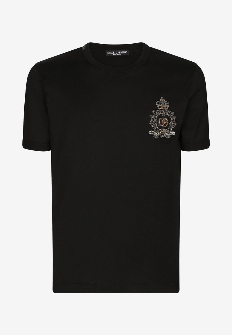 Short-Sleeved T-shirt with Heraldic Logo Patch