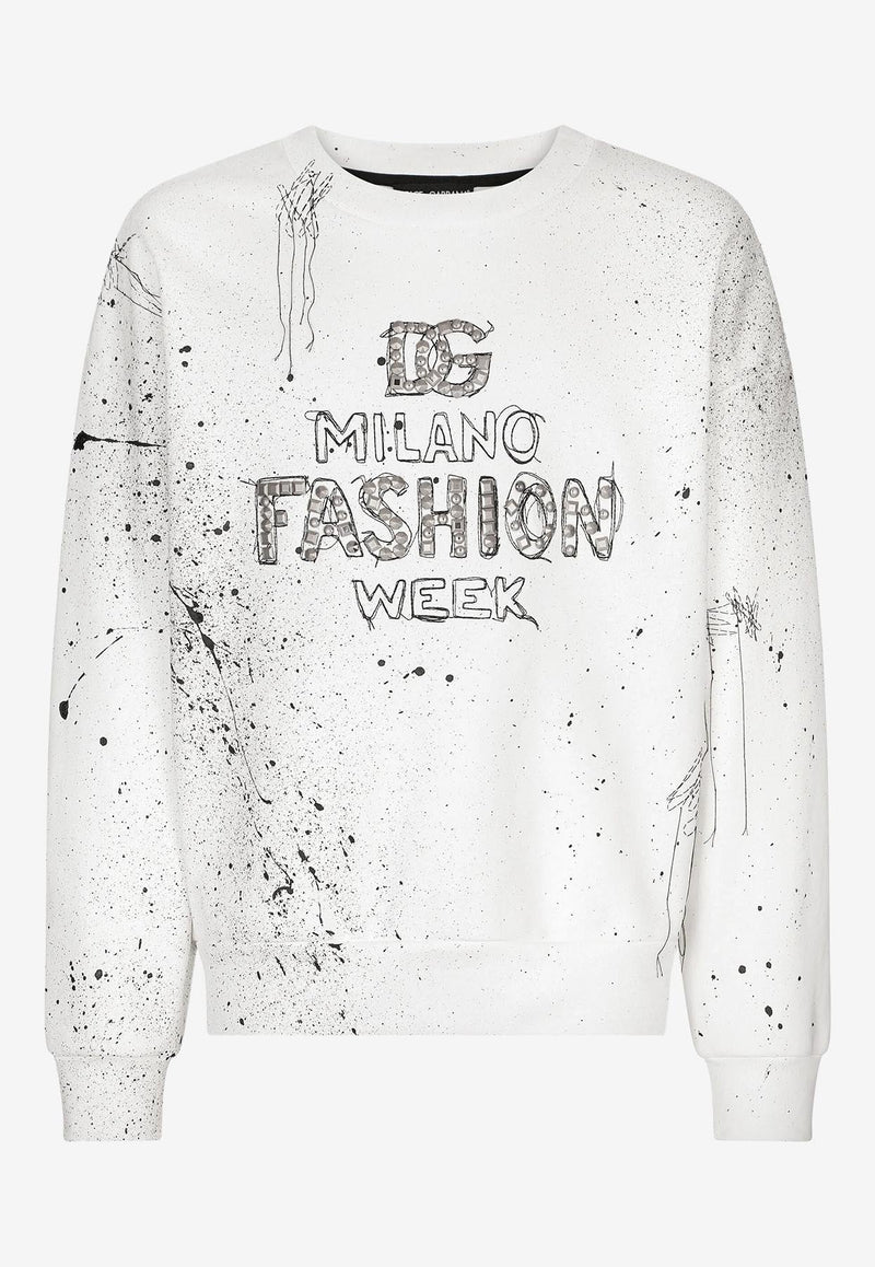 Stud-Embellished Logo Pullover Sweatshirt