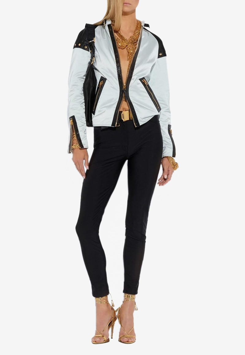 Biker Jacket in Nylon and Leather