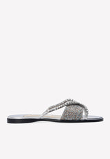 Aadi Crystal-Embellished Leather Flat Sandals