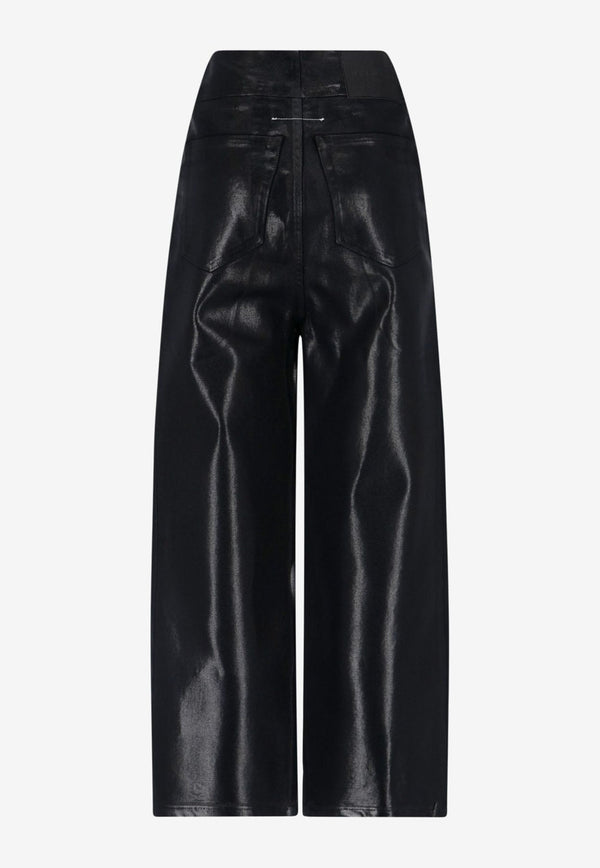 High-Rise Pants in Faux Leather