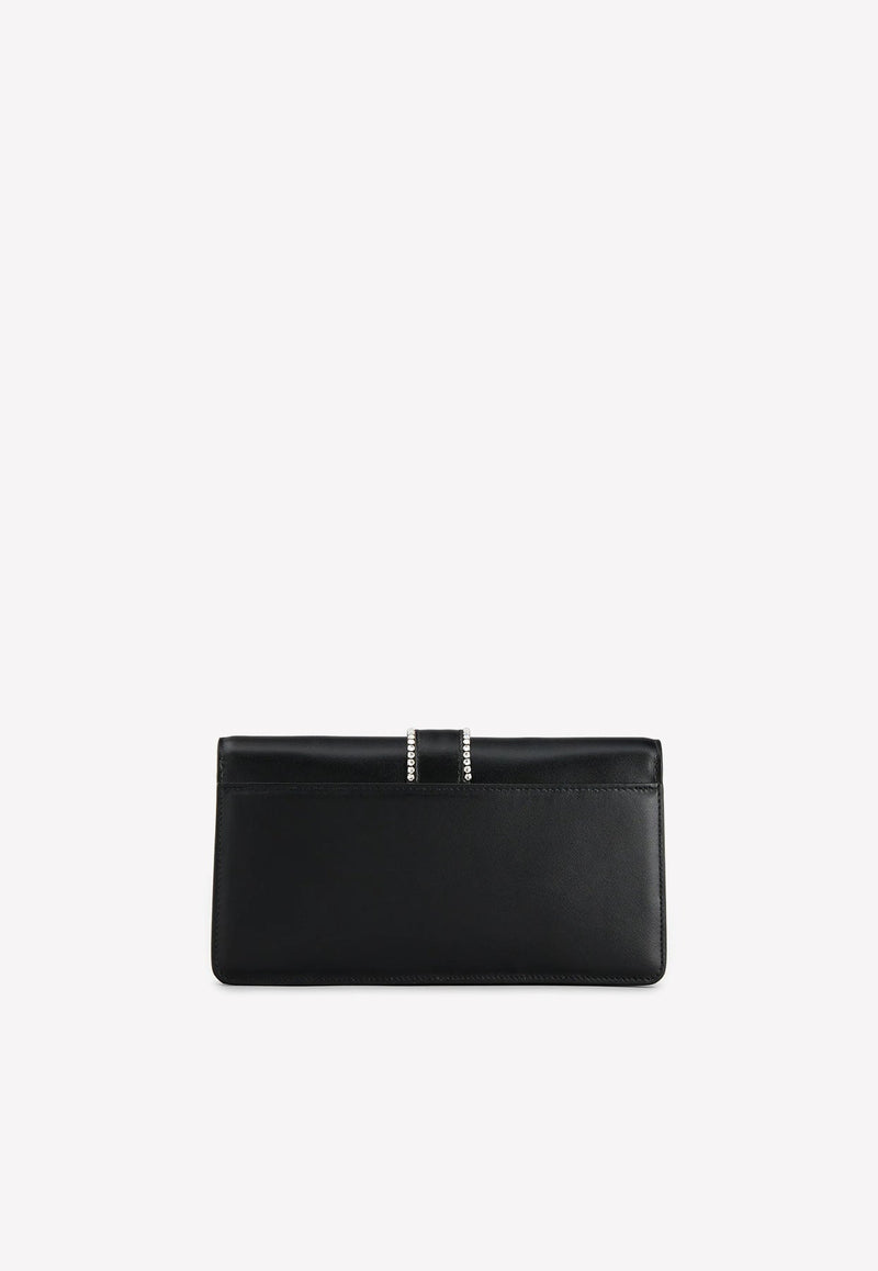 Miss Vivier Crystal Buckle Clutch in Leather