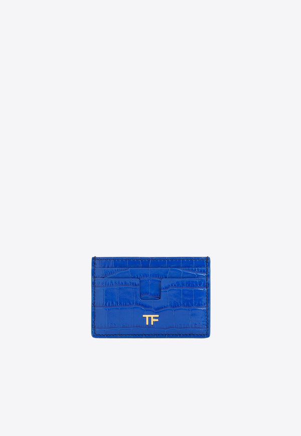 TF Cardholder in Croc-Embossed Leather