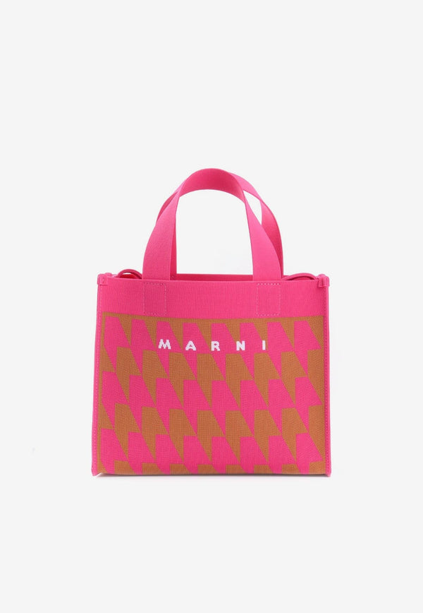 Small Houndstooth Jacquard Tote Bag