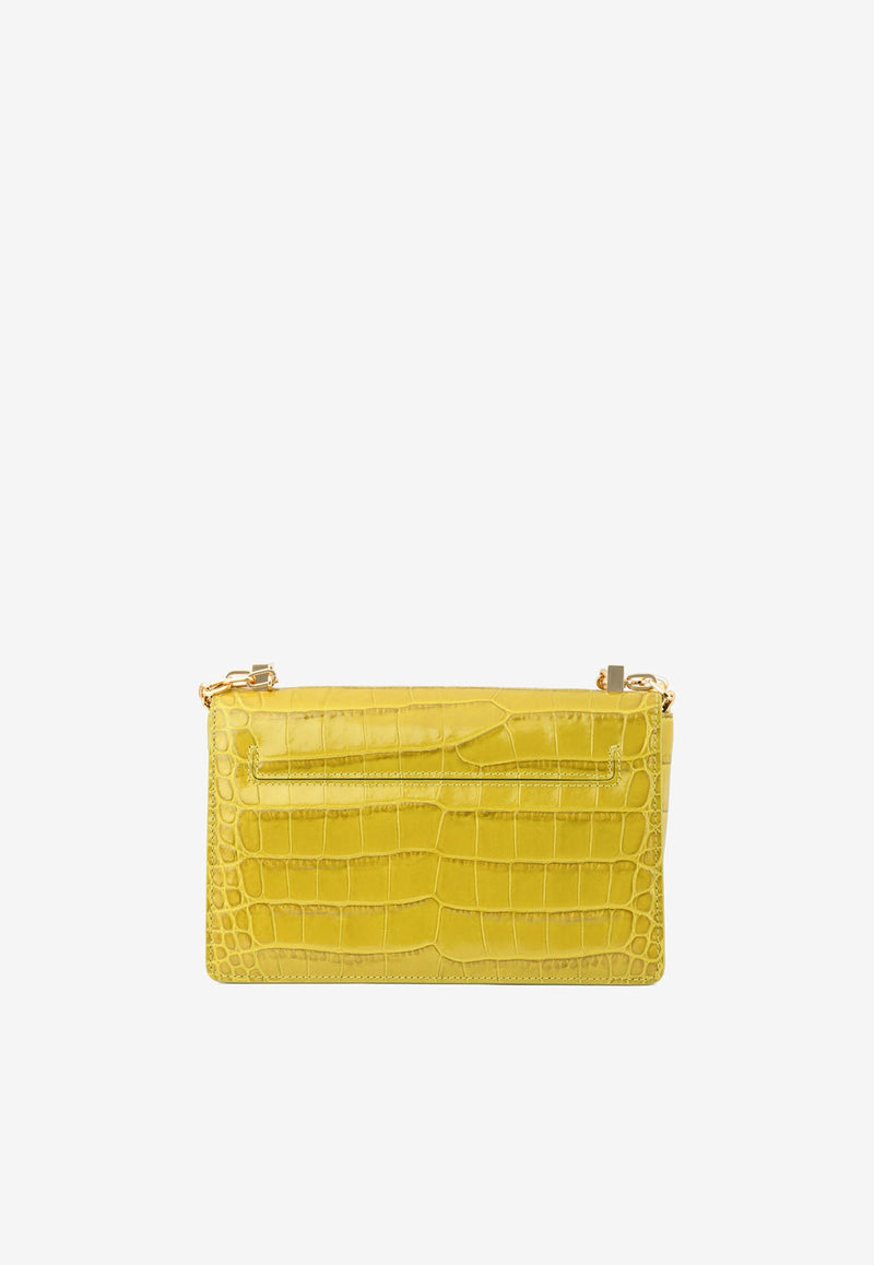 Medium 001 Chain Shoulder Bag in Croc-Embossed Leather