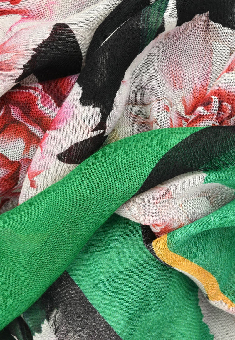 Floral Print Silk Twill Scarf