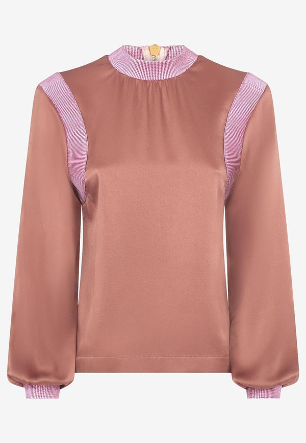 Long-Sleeved Top in Double-Faced Satin