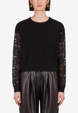 Lace-Sleeved Cashmere Sweater